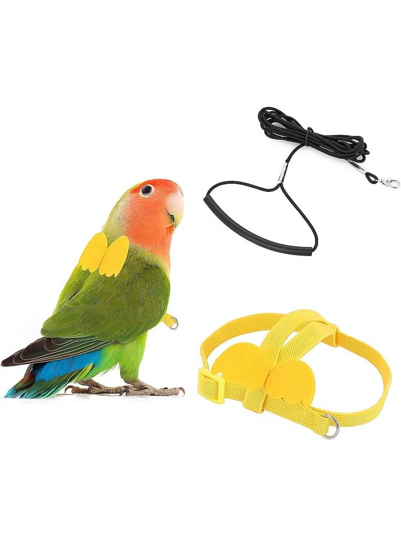Bird Training Leash, Adjustable Parrot Flying Strap Rope Universal Flying Traction Lead Durable Outing Gadget Outdoor Training Toy for Birds, Parrot, Cockatiel, Parakeet, Lory, 1 Pcs (Yellow) - Image 1